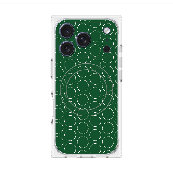 Premium Square Case with MagSafe［ Dot Circle - Green ］