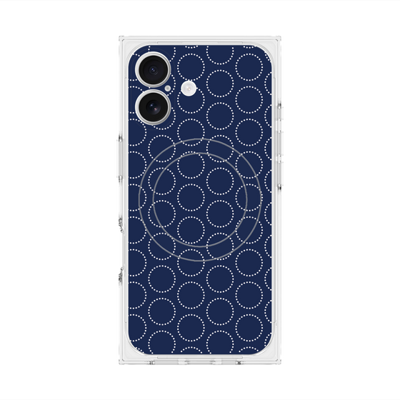 Premium Square Case with MagSafe［ Dot Circle - Navy ］