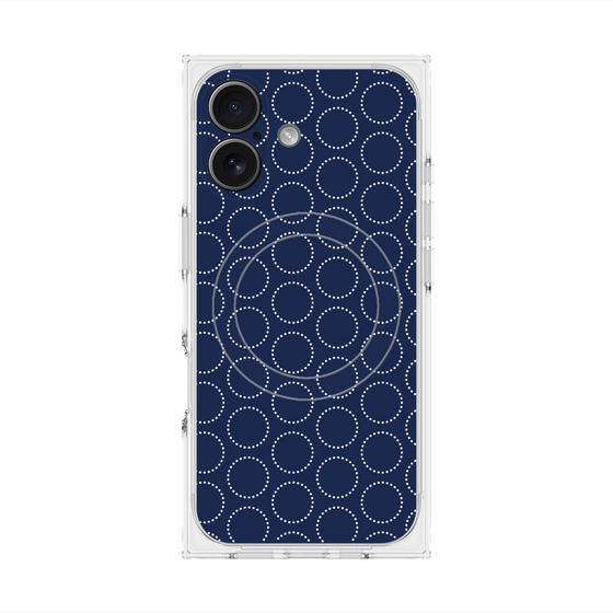 Premium Square Case with MagSafe［ Dot Circle - Navy ］