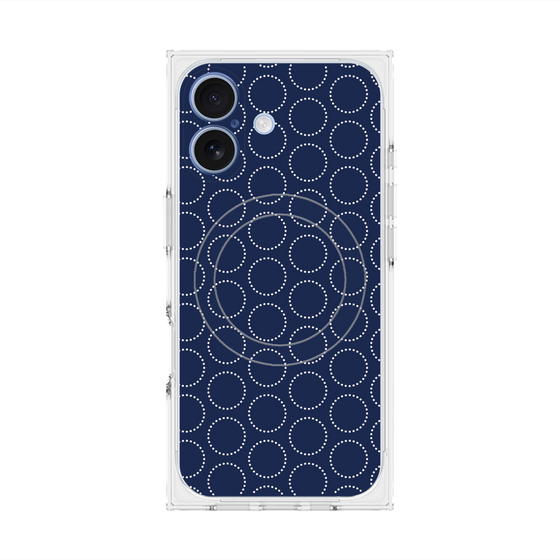 Premium Square Case with MagSafe［ Dot Circle - Navy ］