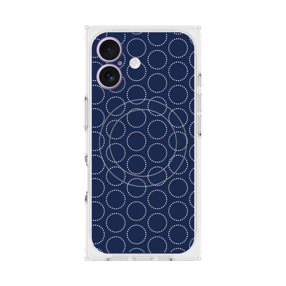 Premium Square Case with MagSafe［ Dot Circle - Navy ］
