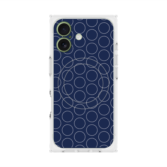 Premium Square Case with MagSafe［ Dot Circle - Navy ］