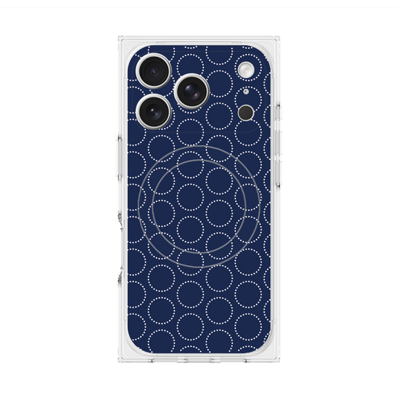 Premium Square Case with MagSafe［ Dot Circle - Navy ］