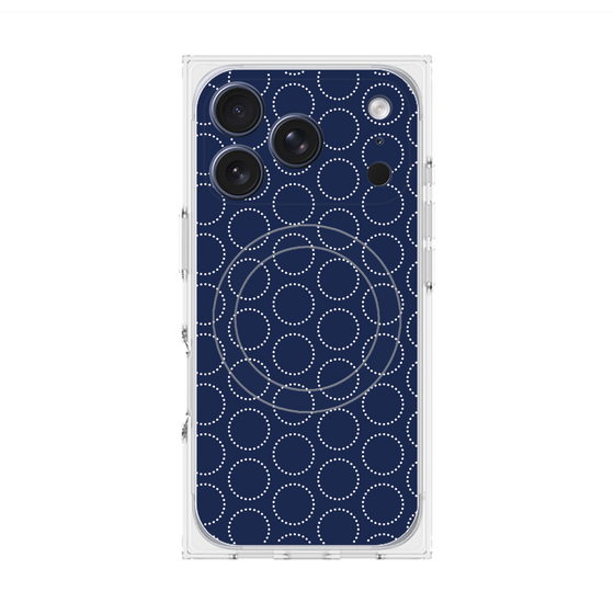 Premium Square Case with MagSafe［ Dot Circle - Navy ］