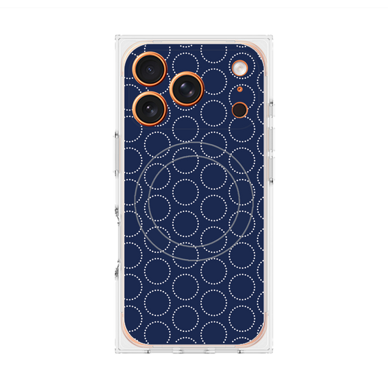 Premium Square Case with MagSafe［ Dot Circle - Navy ］