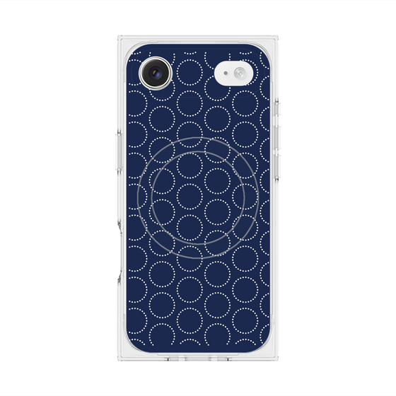 Premium Square Case with MagSafe［ Dot Circle - Navy ］