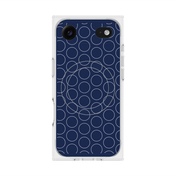 Premium Square Case with MagSafe［ Dot Circle - Navy ］