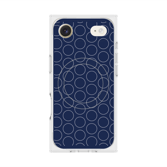 Premium Square Case with MagSafe［ Dot Circle - Navy ］