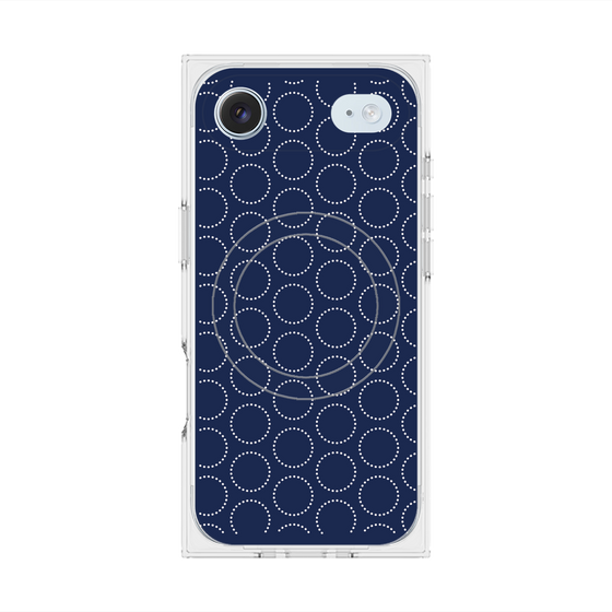 Premium Square Case with MagSafe［ Dot Circle - Navy ］