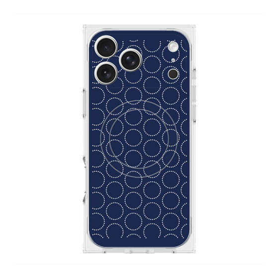 Premium Square Case with MagSafe［ Dot Circle - Navy ］