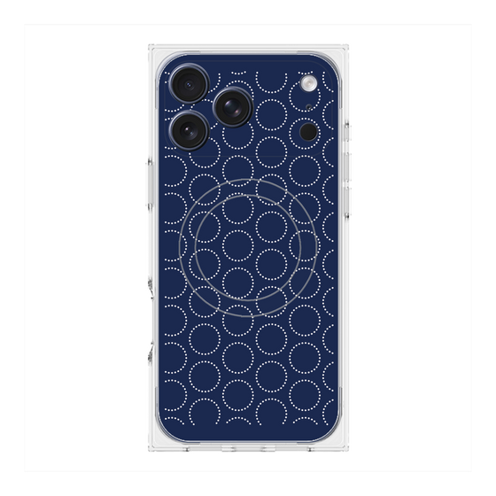 Premium Square Case with MagSafe［ Dot Circle - Navy ］