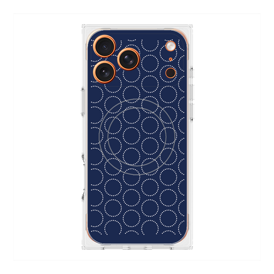 Premium Square Case with MagSafe［ Dot Circle - Navy ］