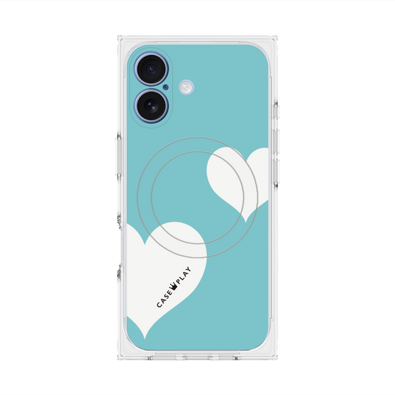 Premium Square Case with MagSafe［ Two Hearts - Blue ］