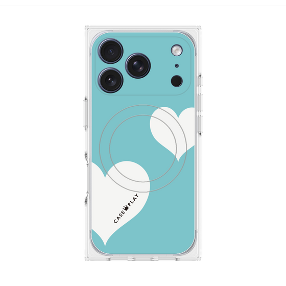 Premium Square Case with MagSafe［ Two Hearts - Blue ］