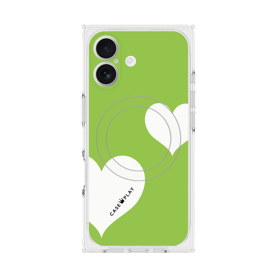 Premium Square Case with MagSafe［ Two Hearts - Green ］