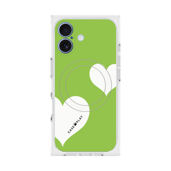 Premium Square Case with MagSafe［ Two Hearts - Green ］