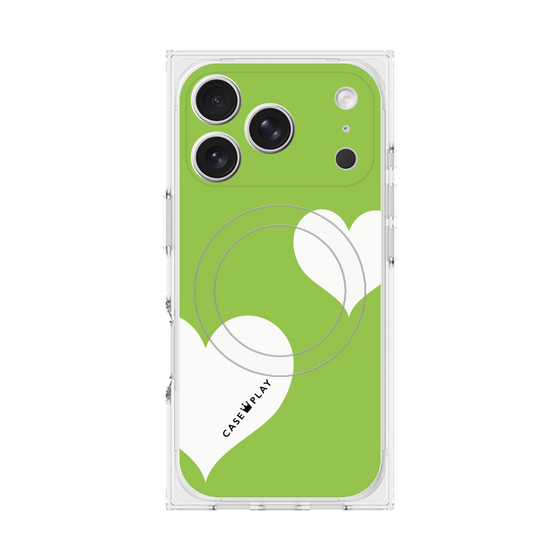 Premium Square Case with MagSafe［ Two Hearts - Green ］