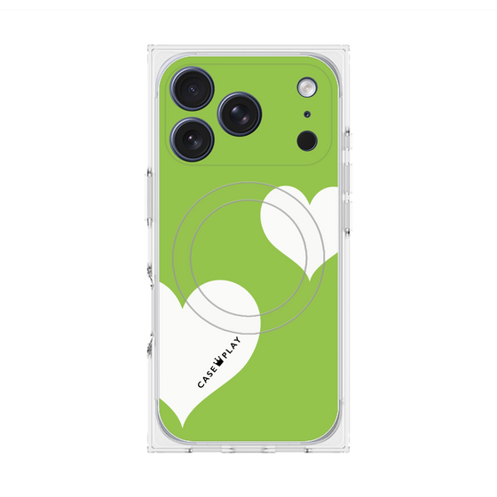 Premium Square Case with MagSafe［ Two Hearts - Green ］