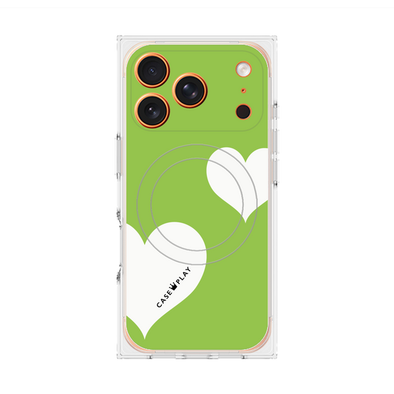Premium Square Case with MagSafe［ Two Hearts - Green ］