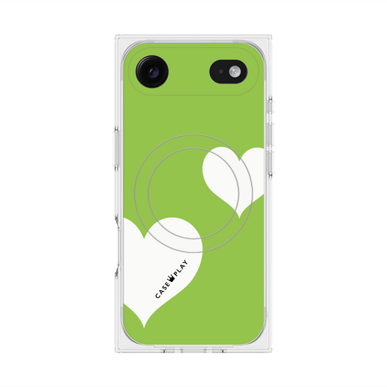 Premium Square Case with MagSafe［ Two Hearts - Green ］