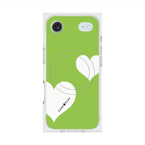 Premium Square Case with MagSafe［ Two Hearts - Green ］