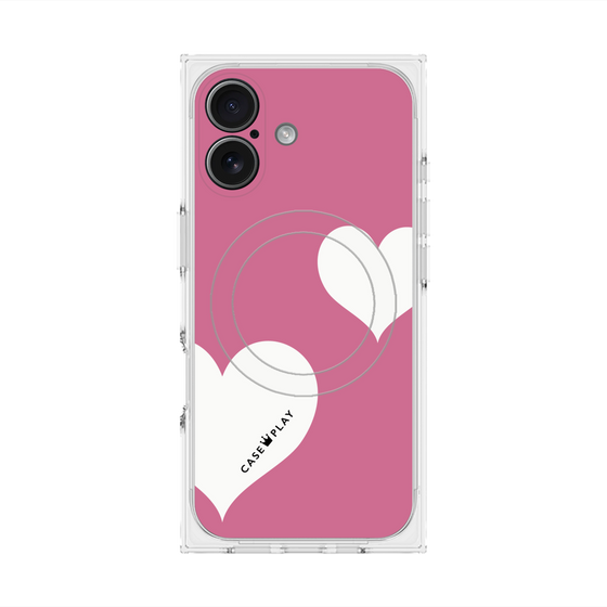 Premium Square Case with MagSafe［ Two Hearts - Pink ］