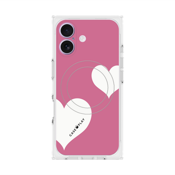 Premium Square Case with MagSafe［ Two Hearts - Pink ］