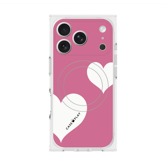 Premium Square Case with MagSafe［ Two Hearts - Pink ］