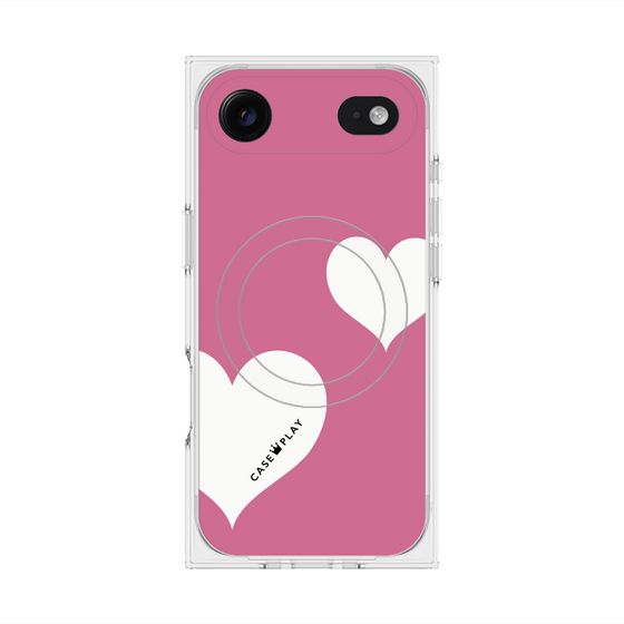 Premium Square Case with MagSafe［ Two Hearts - Pink ］