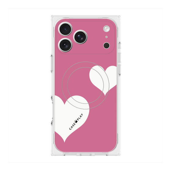 Premium Square Case with MagSafe［ Two Hearts - Pink ］