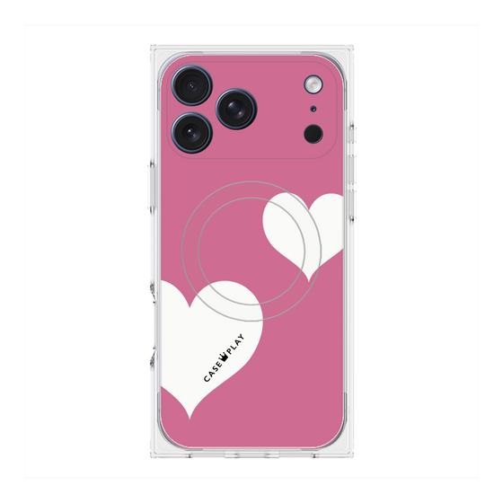 Premium Square Case with MagSafe［ Two Hearts - Pink ］
