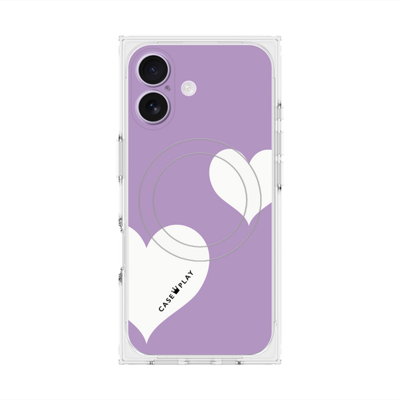 Premium Square Case with MagSafe［ Two Hearts - Purple ］