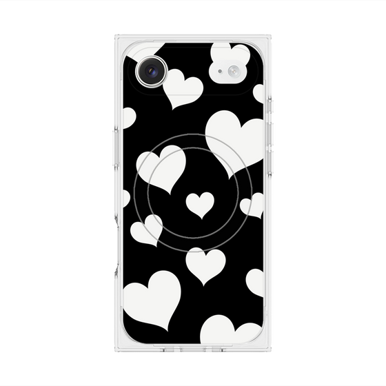 Premium Square Case with MagSafe［ Dot Hearts - Black ］