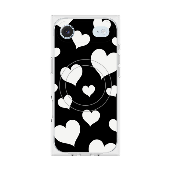 Premium Square Case with MagSafe［ Dot Hearts - Black ］