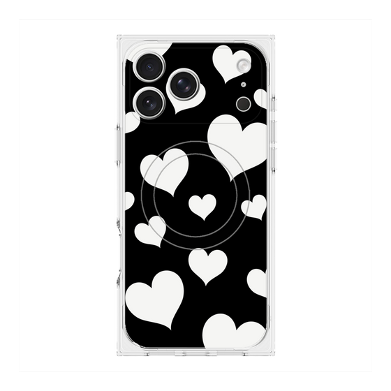 Premium Square Case with MagSafe［ Dot Hearts - Black ］