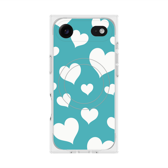 Premium Square Case with MagSafe［ Dot Hearts - Blue ］