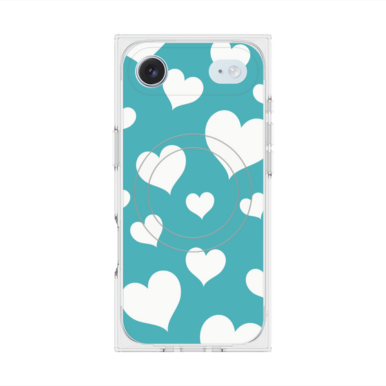 Premium Square Case with MagSafe［ Dot Hearts - Blue ］