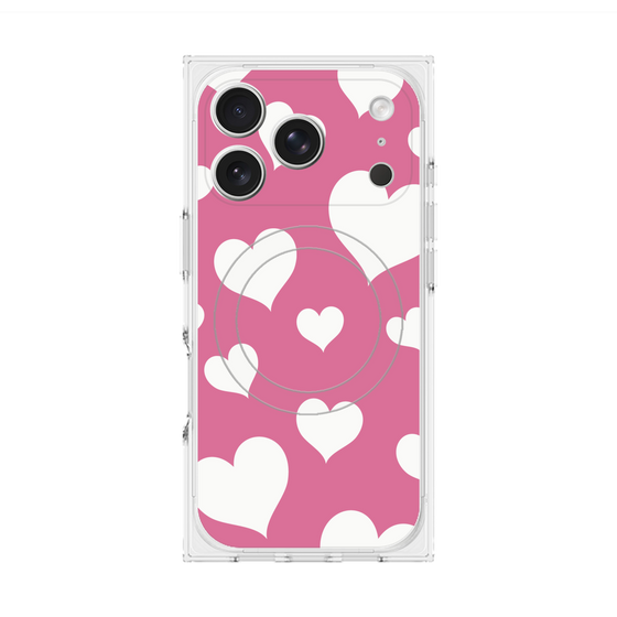 Premium Square Case with MagSafe［ Dot Hearts - Pink ］