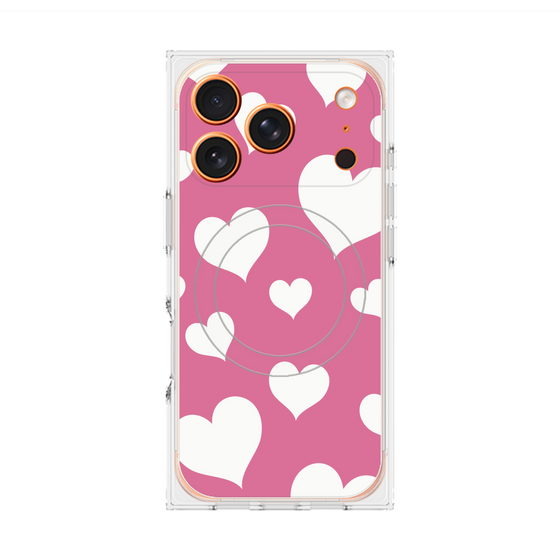 Premium Square Case with MagSafe［ Dot Hearts - Pink ］