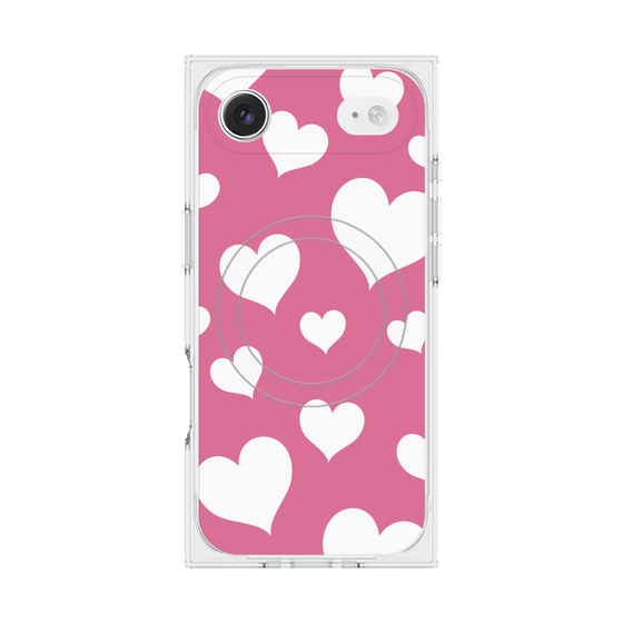 Premium Square Case with MagSafe［ Dot Hearts - Pink ］