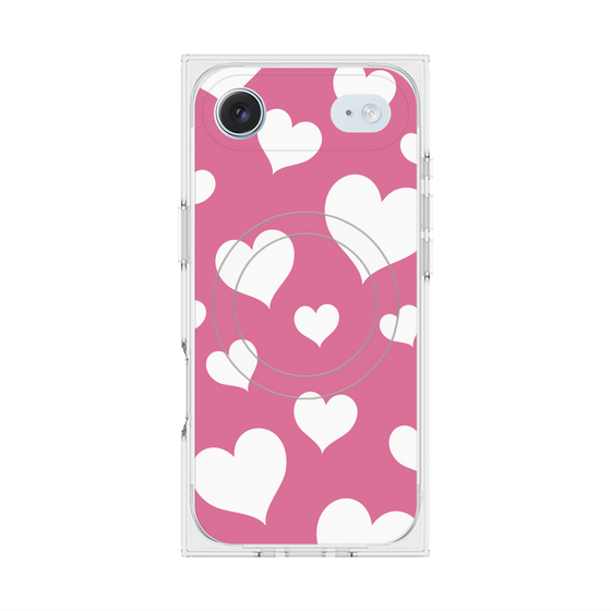 Premium Square Case with MagSafe［ Dot Hearts - Pink ］
