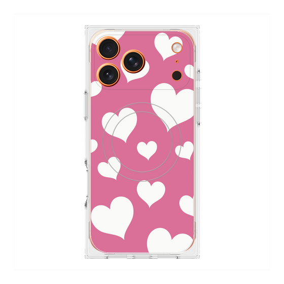 Premium Square Case with MagSafe［ Dot Hearts - Pink ］