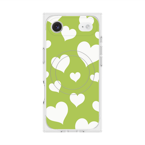 Premium Square Case with MagSafe［ Dot Hearts - Green ］