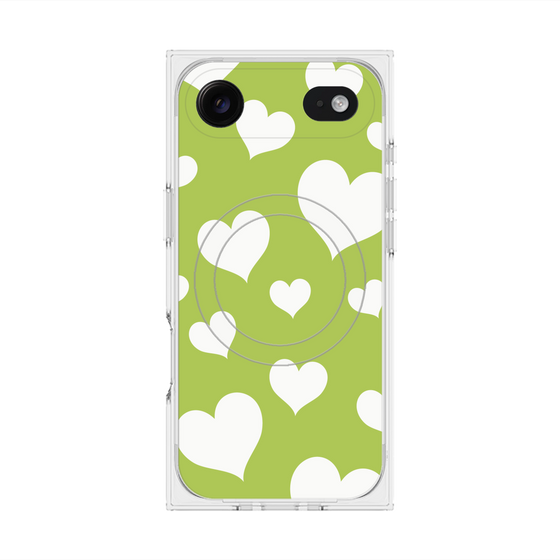 Premium Square Case with MagSafe［ Dot Hearts - Green ］