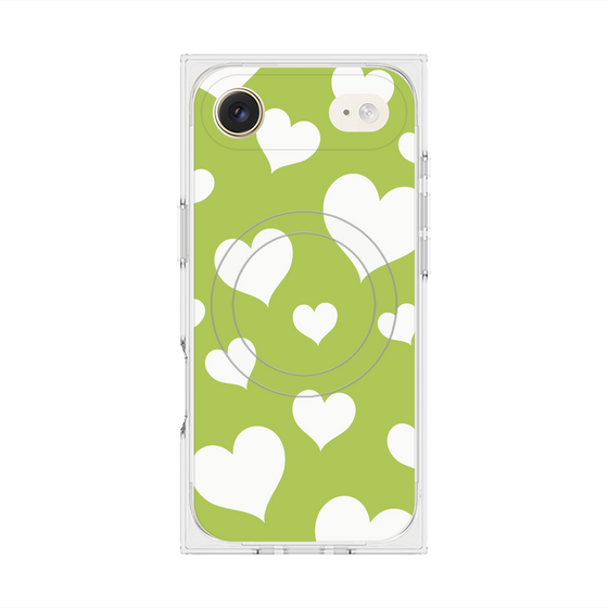 Premium Square Case with MagSafe［ Dot Hearts - Green ］