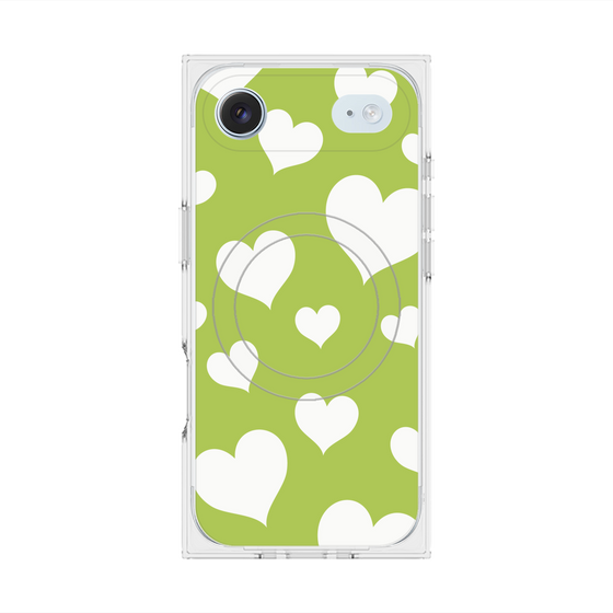 Premium Square Case with MagSafe［ Dot Hearts - Green ］