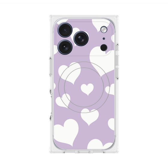 Premium Square Case with MagSafe［ Dot Hearts - Purple ］