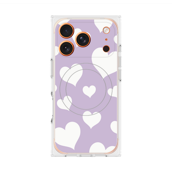 Premium Square Case with MagSafe［ Dot Hearts - Purple ］