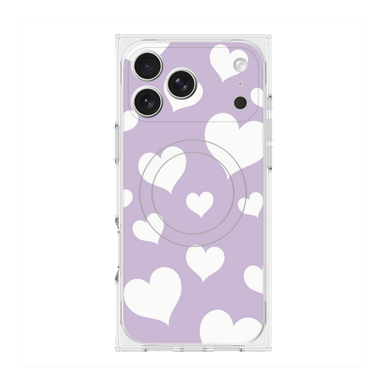 Premium Square Case with MagSafe［ Dot Hearts - Purple ］