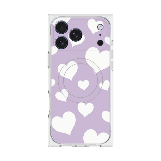 Premium Square Case with MagSafe［ Dot Hearts - Purple ］